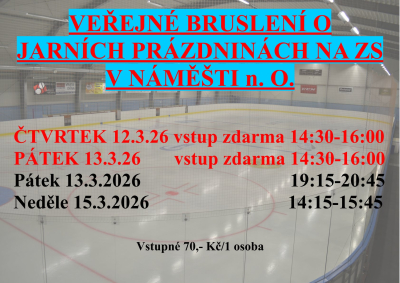 Veřejná bruslení a jarních prázdninách