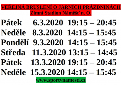 Veřejné bruslení o jarních prázdninách