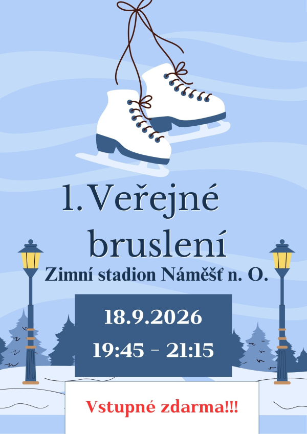 1. veřejné bruslení v pátek 18.9.2026 zdarma