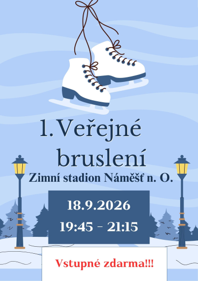 1. veřejné bruslení v pátek 18.9.2026 zdarma
