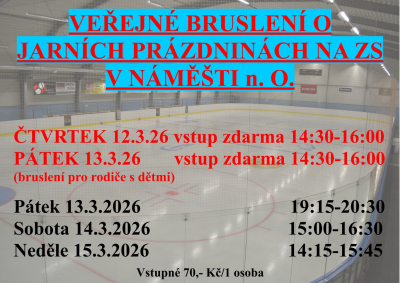 Veřejná bruslení a jarních prázdninách