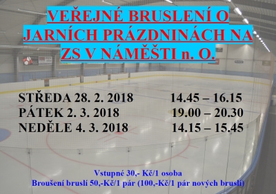 Veřejná bruslení o jarních prázdninách